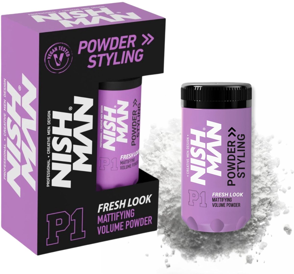 Nishman Hair Styling Powder P1 Fresh Look Mat Volume 20g voor heren stylingpoeder
