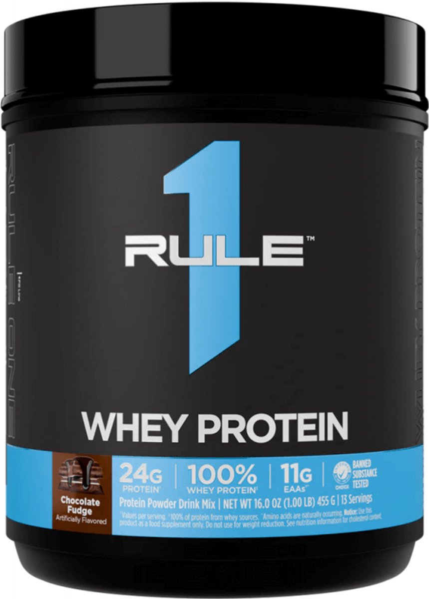 Rule1 R1 Whey Protein (1lb) Chocolate Fudge - Eiwitten - Wei-eiwit Mix