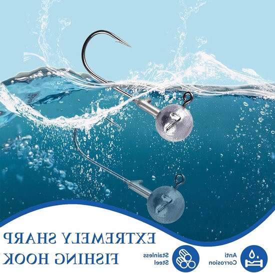Dailygoods - 52 stuks ronde loodkop, 6 maten vishaken met ronde haken (1 g/2 g/3,5 g/5 g/7 g/10 g), hoogwaardige offsethaken voor zoet- en zoutwaterforel vissen van Dailygoods — afbeelding 5
