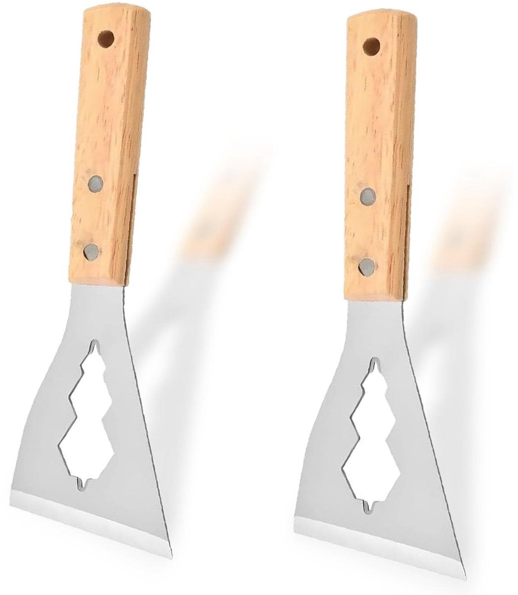 longziming -Behangschraaper - Behangmes - Schraapmes - Roestvrij Stalen Blad - Ergonomisch Houten Handvat - Roestvrij Staal En Hout - Doorbroken Ontwerp - Veilig Voor Ondergrond - 2 Stuks