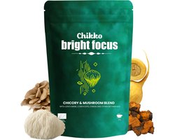Chikko Bright Focus Mushroom Latte Mix 100g - Paddenstoelen Koffie met Cichorei, Lion’s Mane, Cordyceps, Maca & Chaga - Voor Focus en Energie