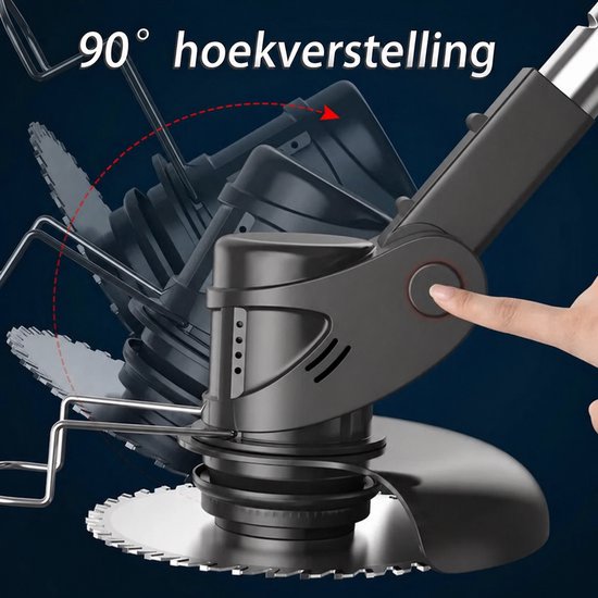 Traumheim® Accugrastrimmer, elektrische grasmaaier, met 2 accu's en oplader, 180° trimhoek, telescoopsteel & extra handgreep, rood van Traumheim — afbeelding 4