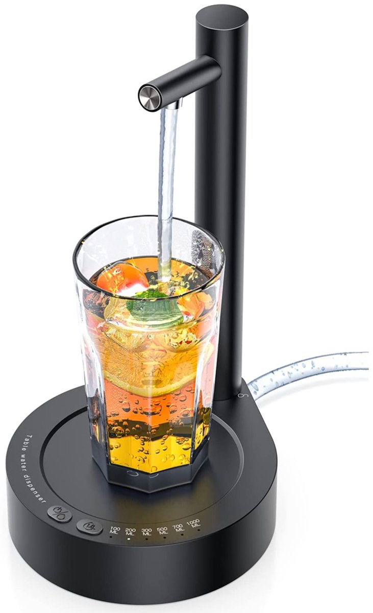 Oneay Intelligente waterdispenser voor bureau of vat – automatische waterpomp – afneembaar ontwerp – oplaadbaar via USB – geschikt voor thuis, kantoor en buitengebruik - Zwart
