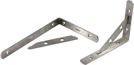 Zware Hoeksteunen voor Planken 155x105mm - Verwijderbare RVS Steunen met Schroeven - Ideaal voor Wandmontage en Verbeterde Stabiliteit (Set van 2) — afbeelding 2