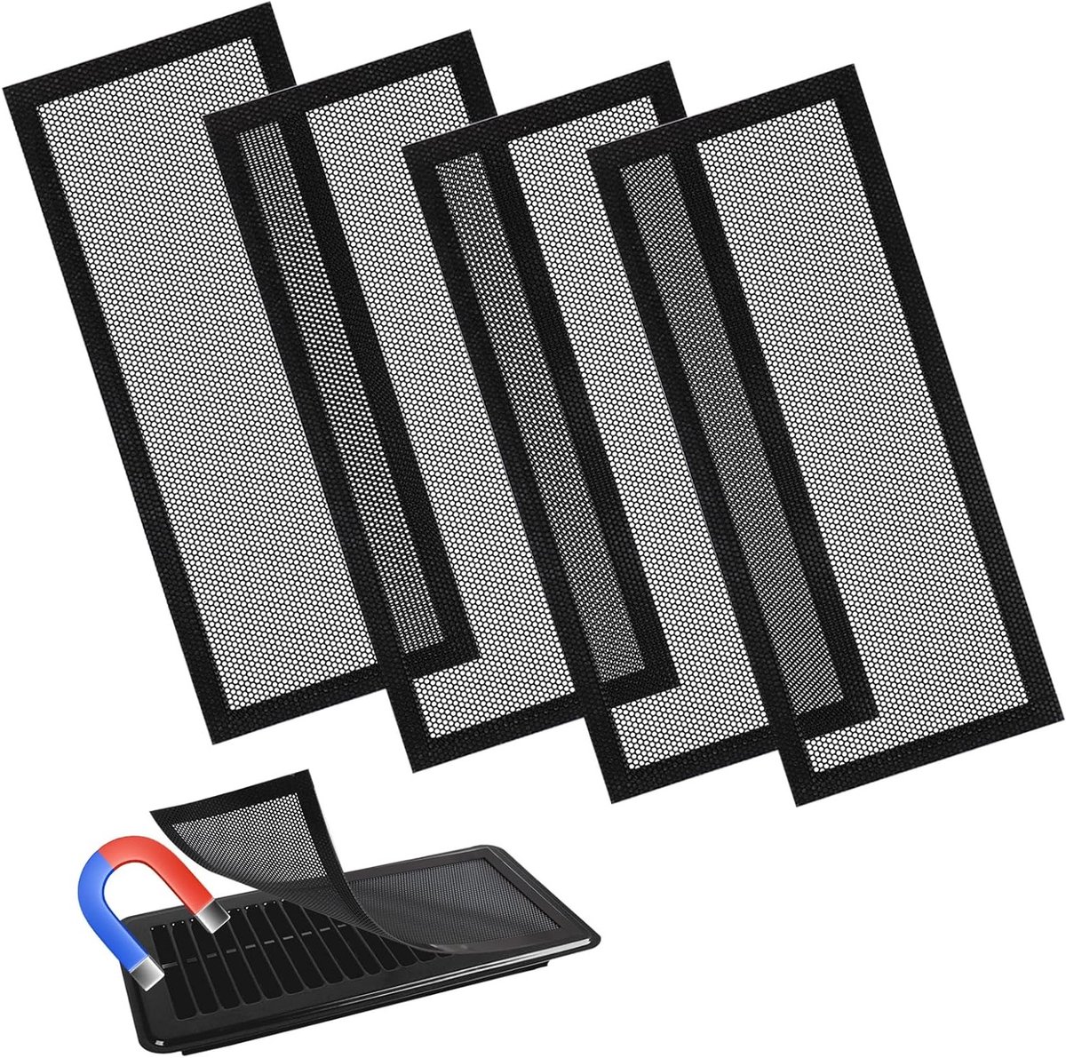 Set van 4 Magnetische Ventilatieroosters 10 x 25 cm - Stofbescherming voor Keuken, Badkame