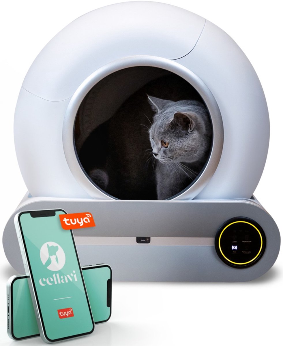 Bol.com Cellavi VI-A - Automatische Kattenbak - Zelfreinigende Kattenbak - XXL - Voor Grote Katten - Met App en Touchscreen - 65L aanbieding