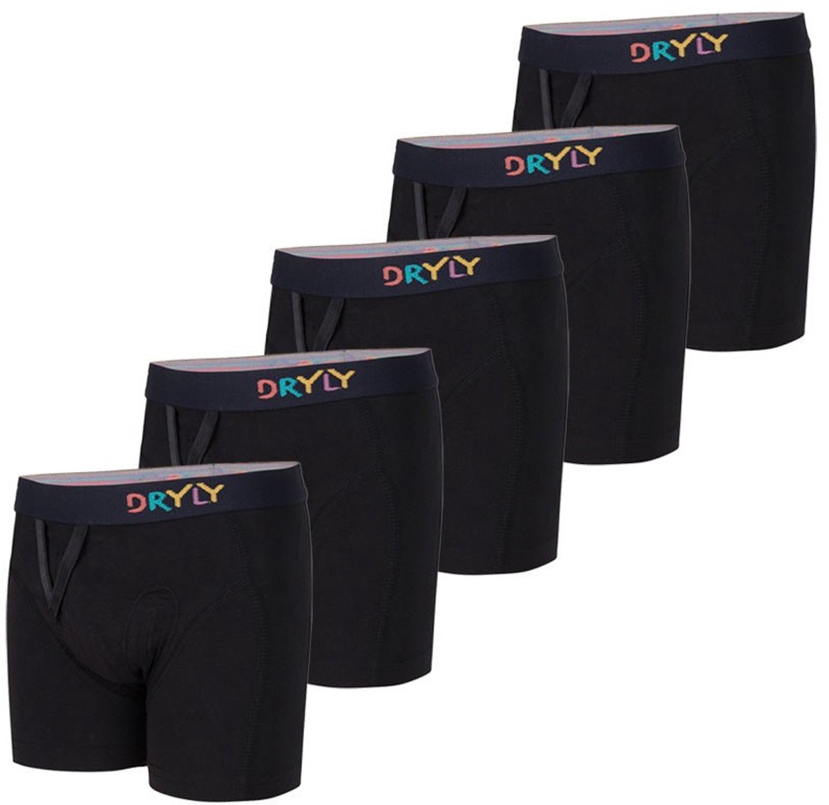 Dryly Plaswekkerbroekje Jongens (5-pack) - Zindelijkheidstraining - Boxershort - Zwart - Plaswekker - Maat 134-140