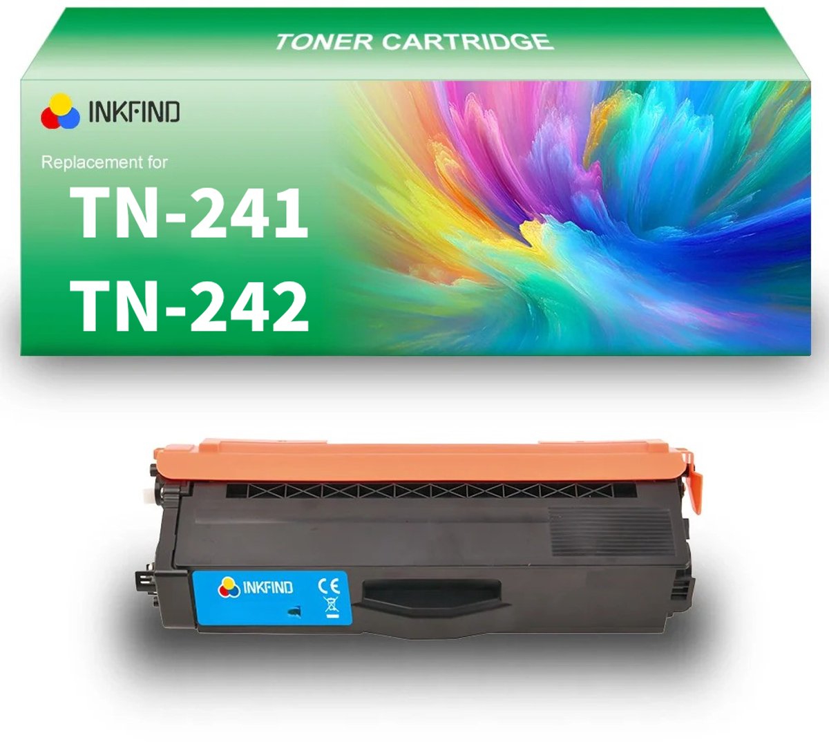 INKFIND TN241C/TN242C Cyaan tonercartridge compatibel met Brother TN241C TN-241C TN242C TN-242C Cyaan toner cartridge - 1-pack Cyaan