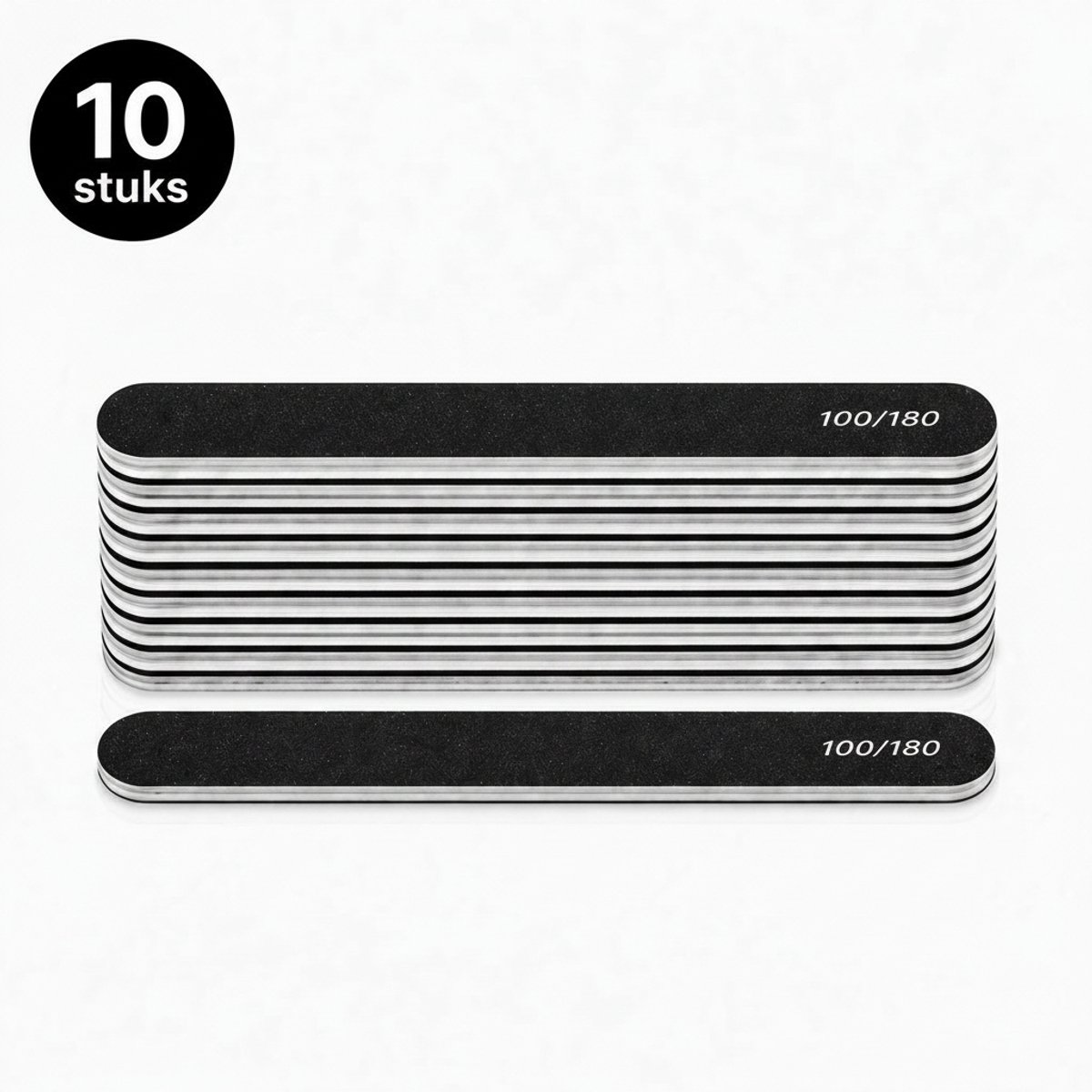 Nagelvijlen 10 Stuks 100/180 – Professionele Nagelvijl Set – Voor Gelnagels, Acrylnagels & Manicure – Zwart