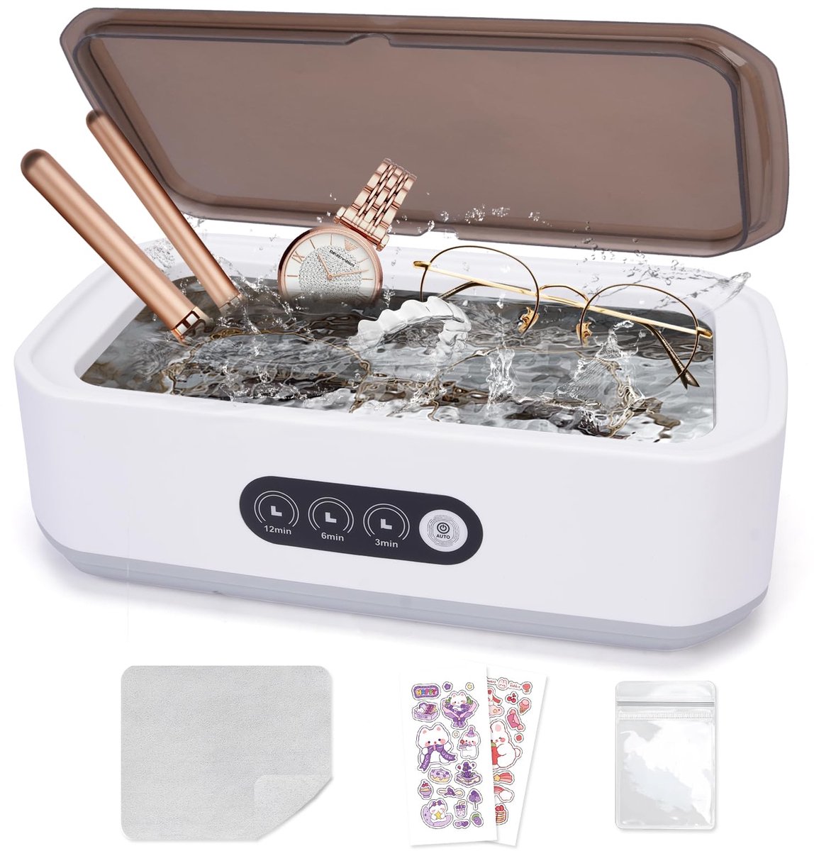 Ultrasone Reinigingsapparaat 49000 Hz – Met 3 Timerstanden – Voor Brillen, Sieraden, Horloges, Borstels en Munten