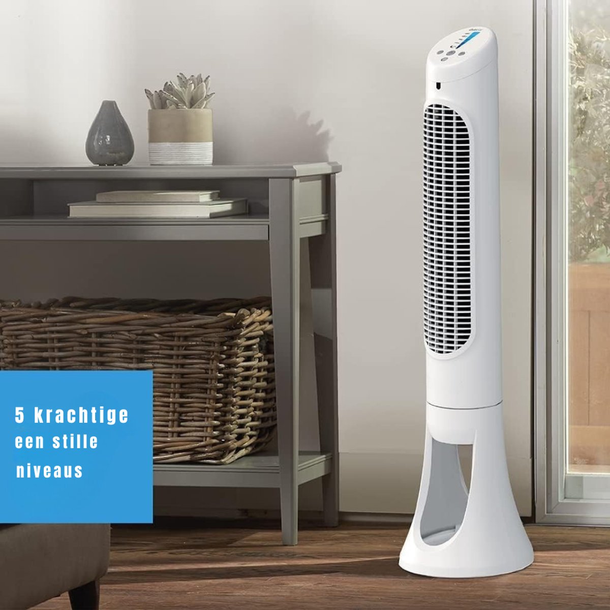 YOR® Ventilator toren - Ventilator staand - Torenventilator - Wit - 20cm x 27cm x 83cm