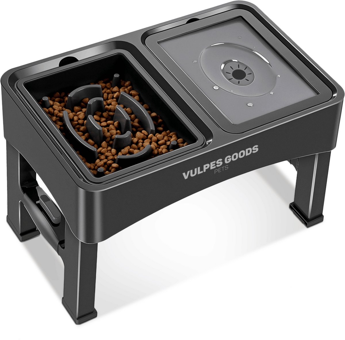 Bol.com Vulpes Goods® Pets - Voerbak Hond met Standaard - Drinkbak Hond Anti Knoei - Anti Schrokbak Hond - Verhoogde Voerbak - 4... aanbieding