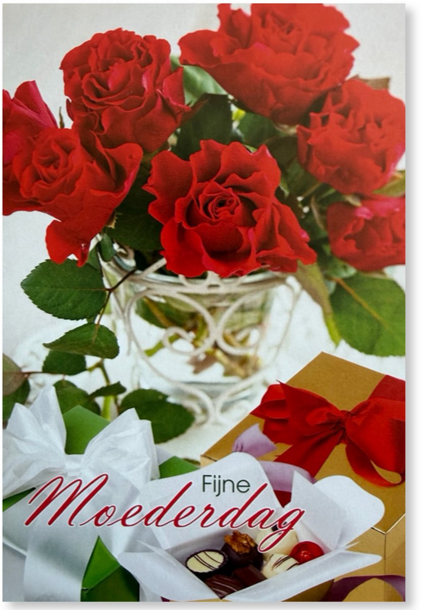 Moederdag Wenskaart Fleurige Moederdag Rozen- 12x17cm - Gevouwen kaart inclusief envelop - Moederdagkaart