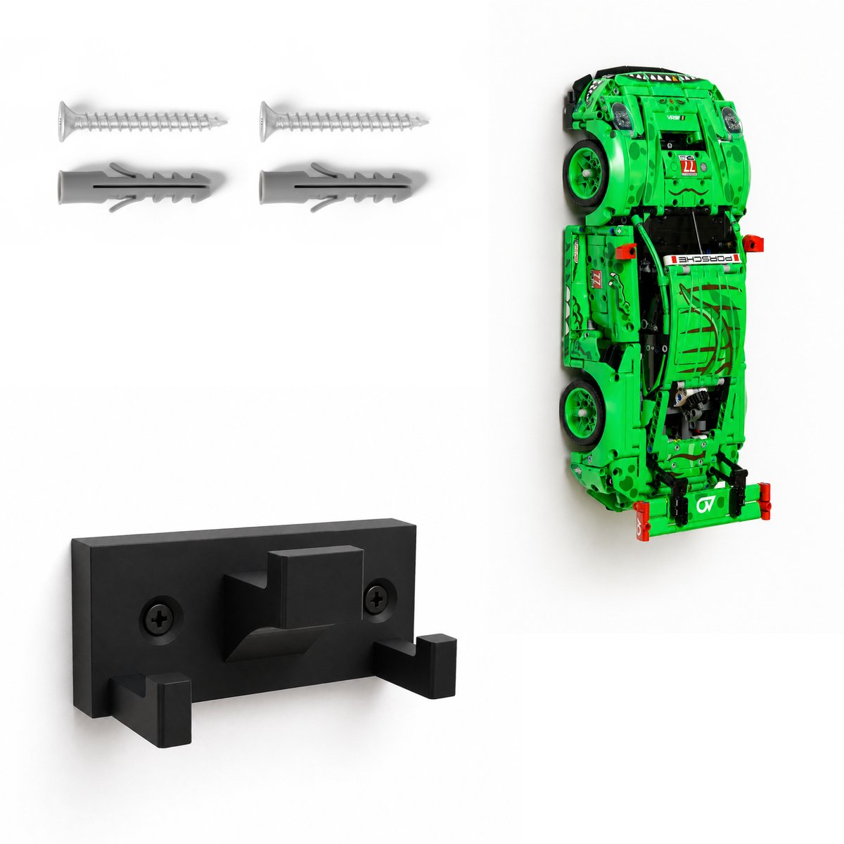 YUOM Wandhouder geschikt voor LEGO 42224 Porsche 911 GT3 R REXY AO Racing Auto Auto – Wall Mount – incl. schroeven & pluggen