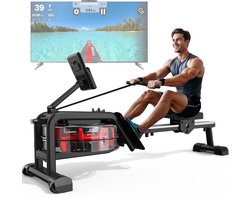 MettleMatic Roeitrainer Roeitoestel voor Thuis Waterroeimachine met Waterweerstand Bluetooth display Gelijktijdig Full-Body Training