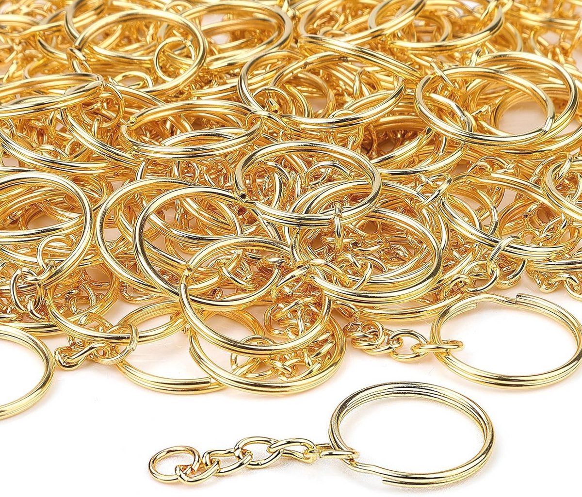 Goudkleurige sleutelringen - 100 stuks - 25mm diameter - Sleutel ringen - Sleutelhanger - Sleutelhangerringen - CHPN