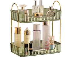 SnelShoppen - CESTATIVO Badkamer Organizer Aanrechtblad, 2 Niveaus Groene Kapstok voor Badkamer, Huidverzorging Make-up Plank, Cosmetica Organizer, To