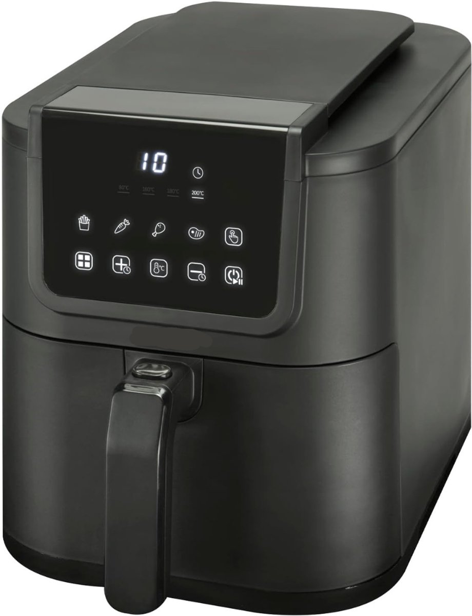 YOR® Airfryer xl - Airfryer xxl - Heteluchtfriteuse - 5 Liter - met keramische antiaanbaklaag - Zwart - 29cm x 23cm x 40cm