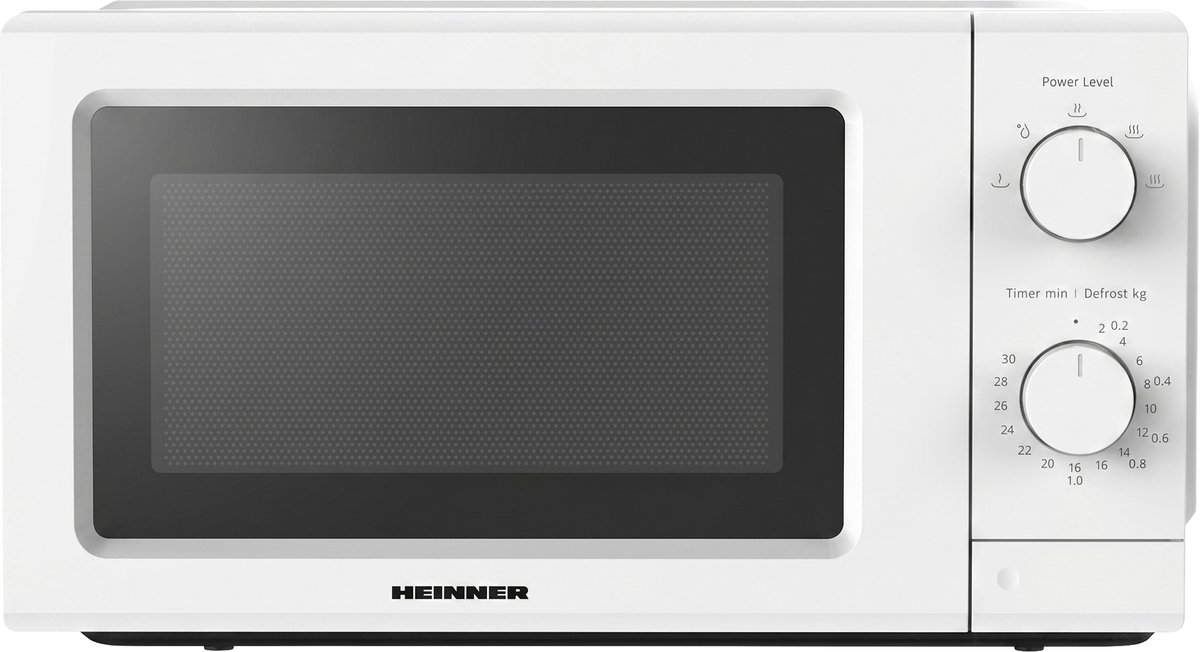 Heinner HMW-MD20IVWH Inverter Solo Magnetron Vrijstaand 19 Liter - 700W met 5 Vermogensniveaus - Inverter Technologie voor Gelijkmatig Verwarmen - Ontdooifunctie & Timer - Mechanische Bediening - Wit