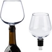Wijnfles Glas - Wijnglas - Wijnglazen - Opzetstuk - Afsluiter - Wijn Accessoires - Flessenstop - Rode, Witte en Rosé Wijn - Universeel