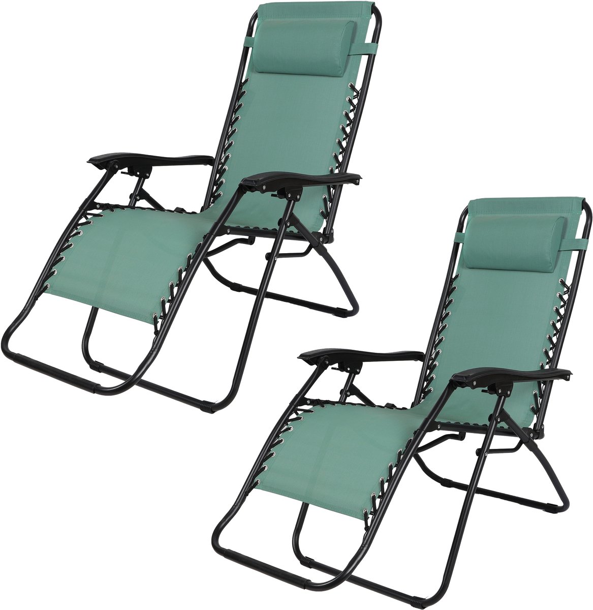 "LE PLAYA" SET VAN 2 GROENE RELAXSTOELEN, L176×B64×H108/46 CM