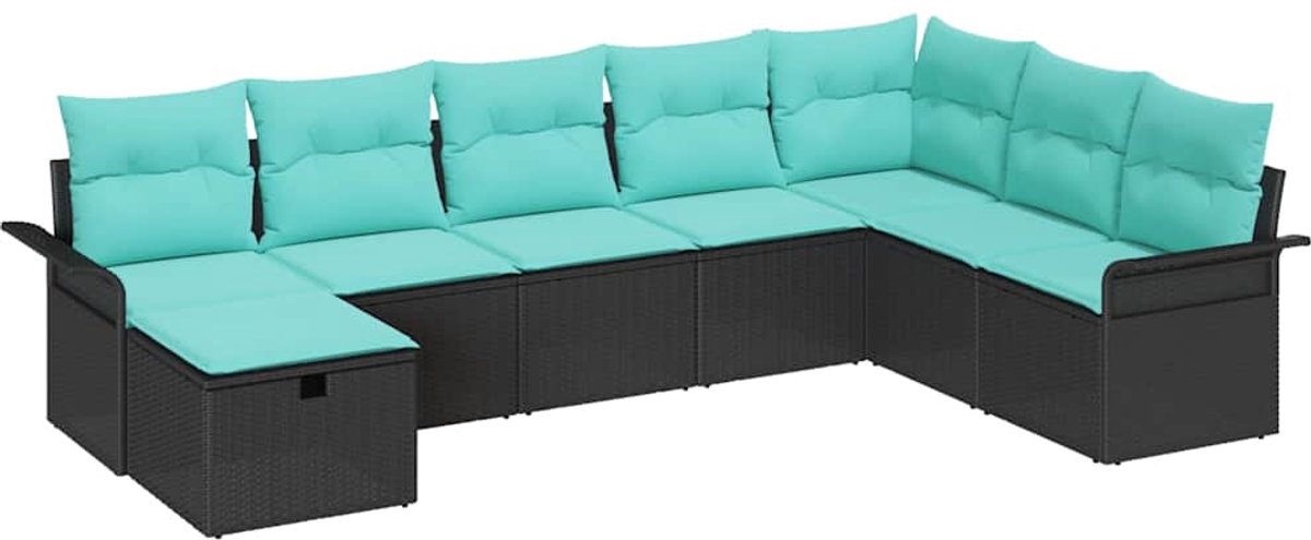 vidaXL Tuinbank - Set - 8 - st - Poly - rattan Zwart