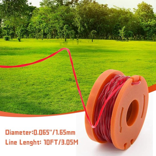 8 stuks grasmaaieraccessoires - Geschikt voor WORX grasmaaiers - Vervanging WORX WA0010/WA6531 spoelen - Ø1,65 mm, 3 m - lange draadtrimmer - vervangende spoel - Vervangende spoeltrimmerkop van WORX — afbeelding 2