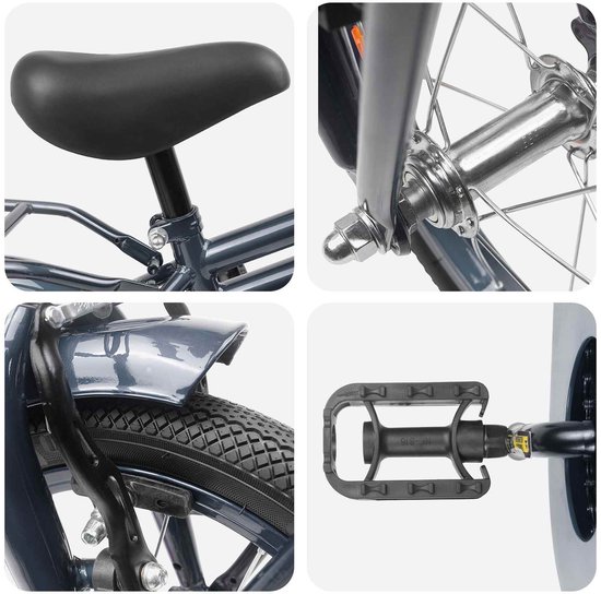 vidaXL - Kinderfiets - 16 - Inch - voor - 4-6 - jaar - oud - Donkergrijs van VidaXL — afbeelding 5