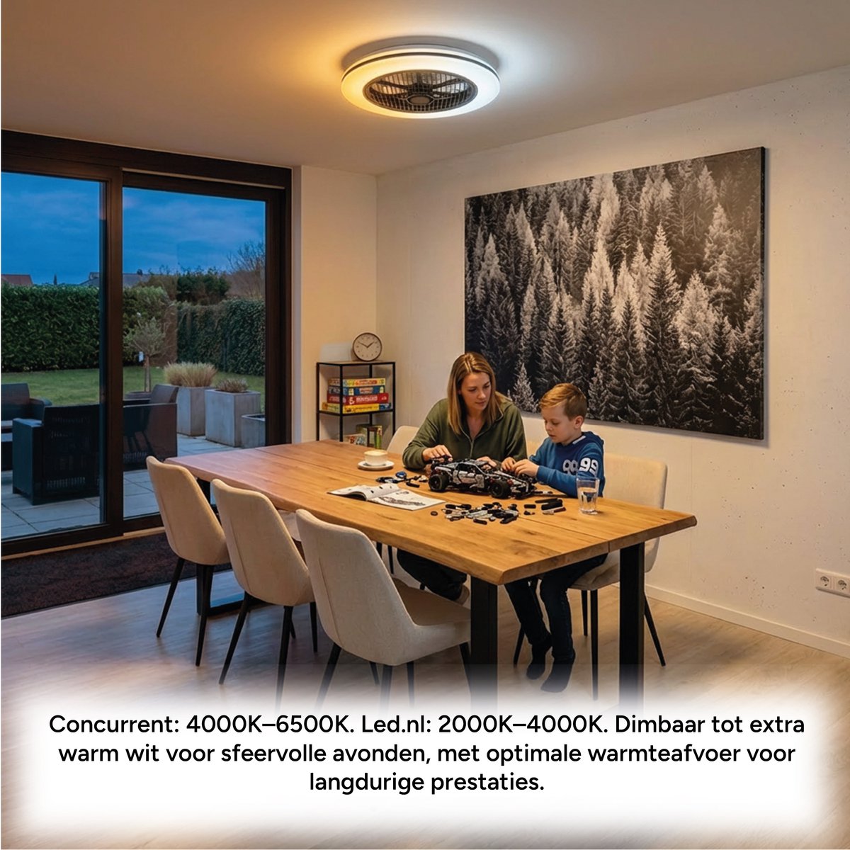 Proventa 3D Air Plafondventilator met verlichting 50 cm - Verspreidt lucht over hele kamer - Plafondlampen met Ventilator & Lamp - Met afstandsbediening - Ventilatorlamp - Ventilatoren plafond - Plafonventilator thumbnail 5