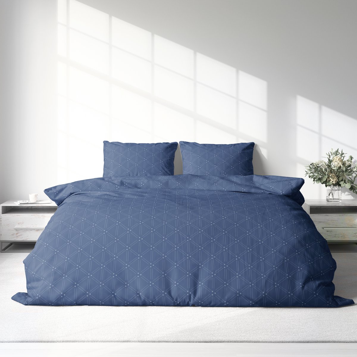 Dekbedovertrek 100% Katoen Premium - 240 x 220cm (Lits-jumeaux) - Bolline Blue
