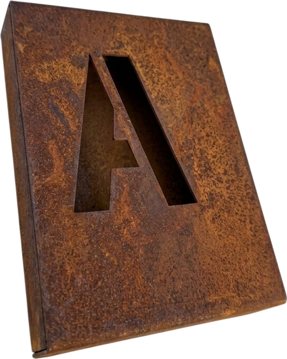 Huisnummerbord BLOQ - Letter: A - Cortenstaal - 3D effect