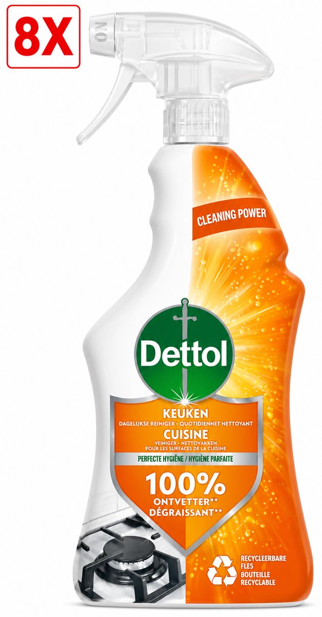 8 x Dettol Allesreiniger Spray Power & Fresh - Keuken - 500 ml