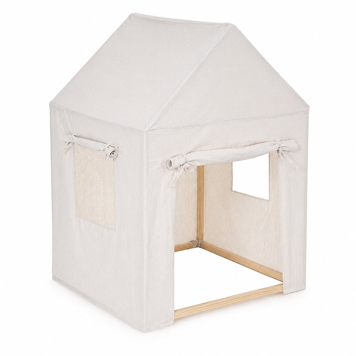 Speeltent Kinderen 77x77x115 cm – Katoenen Kinder Tent met Houten Frame – Indoor Speelhuis – Montessori Speeltent – Neutrale Speeltent voor Jongens & Meisjes – Beige