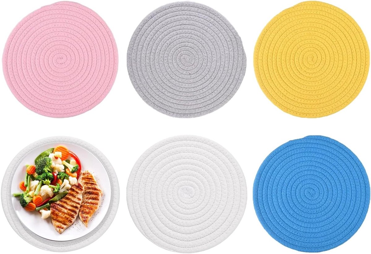 Set van 5 Warmtebestendige Pannenonderzetters van 12 x 12 cm, Ideaal voor Potten en Pannen, Duurzaam en Stijlvol Keukenaccessoire