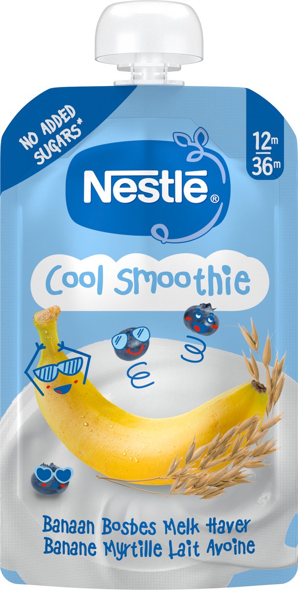 Nestlé Cool Smoothie Banaan Bosbes Melk Haver - 12+ maanden - 8 x 110g van Nestlé — afbeelding 2