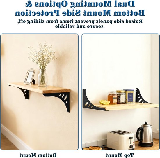 Set van 2 RVS L-vormige Planksteunen, 15 cm, Wandmontage, Hoeksteun voor Woonkamer en Slaapkamer, Zwart, Duurzaam en Modern Ontwerp — afbeelding 2