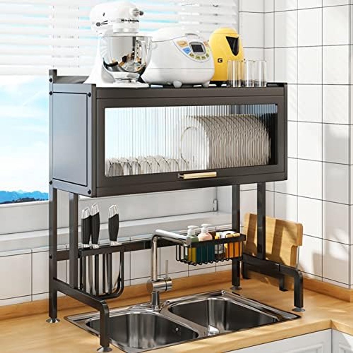 Uitschuifbaar Abtropfrek voor de Spoelbak – RVS Keuken Afwasrek Over de Spoelbak – Multifunctioneel Droogrek voor Borden, Bestek & Keukengerei – Ruimtebesparende Keuken Organizer