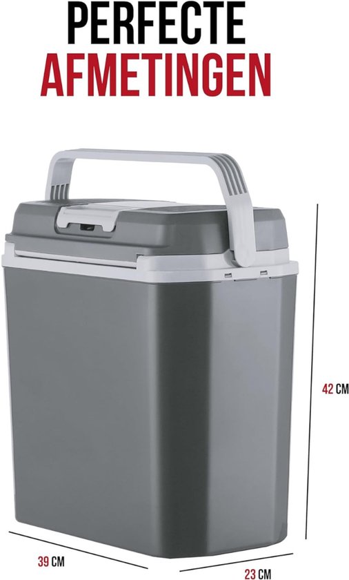 YOR® Elektrische koelbox 12 en 230 volt - Elektrische koelbox - Koelbox - Grijs - 39cm x 23cm x 42cm van Merkloos — afbeelding 4