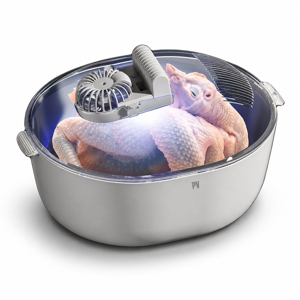 PureVolt Ontdooibak - 4 in 1 Ontdooisysteem - Snelle Ontdooier met Afvoermand - USB Oplaadbaar - Keuken Ontdooiplateau - Ontdooiplaat voor Vlees - Wit