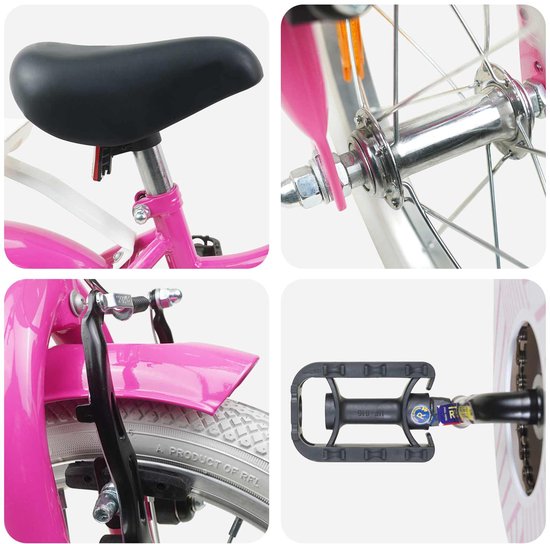 vidaXL - Kinderfiets - 16 - Inch - voor - 4-6 - jaar - oud - Donkerroze van VidaXL — afbeelding 3