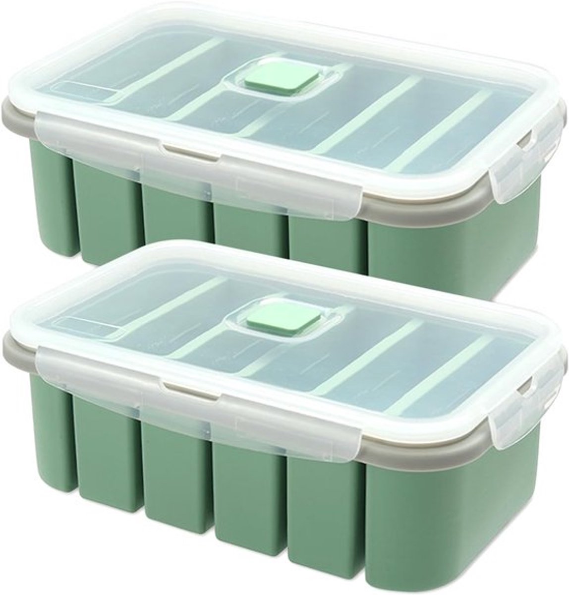KZQ 2 Stuks Siliconen Invriesvormen Voor Soepbouillon Met Deksel, 6 Gaten Ijsblokjesvorm Voor Saus Boter En Bouillon, Diepvriescontainers Voor Keuken En Bewaring