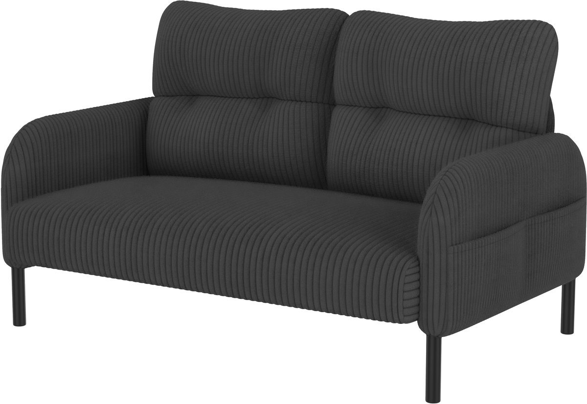 REDOM 2-Zitsbank - Comfortabele Rugleuning En Zijtas - Modern - Voor Woonkamer - Cord - Grijs - 120 X 75 X 79 Cm