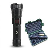 Unlimited Products - Militaire Zaklamp - Zaklamp USB-C oplaadbaar - 2000 Lumen - IP66 Waterdicht - Zaklamp LED Oplaadbaar - Hard Case Opbergdoos - Inclusief Batterij en Kabel