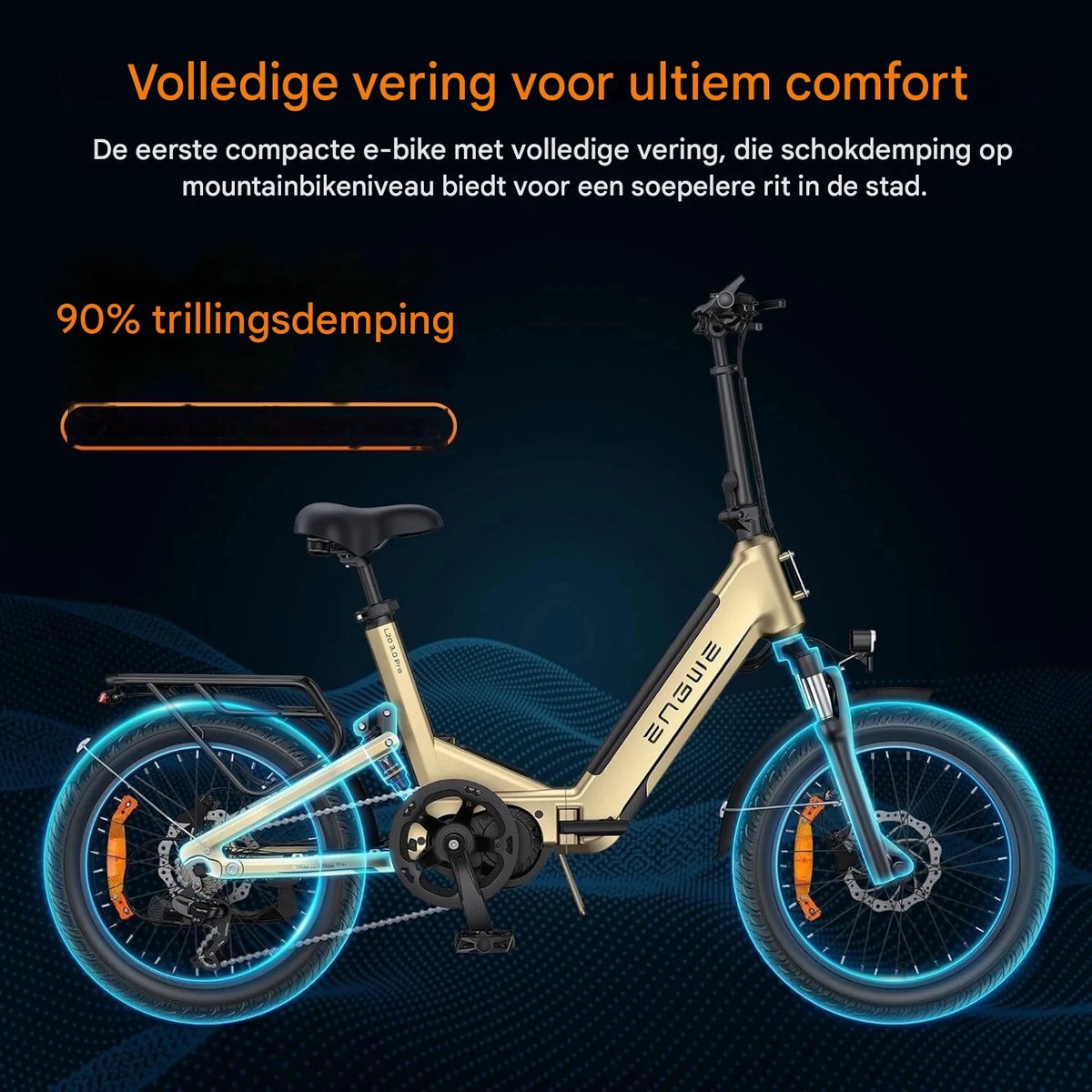 ENGWE L20 3.0 Pro Elektrische Vouwfiets - E-bike - 20 Inch - 250W Middenmotor - 7 Versnellingen - 160 km Actieradius - Hydraulische Schijfremmen - Champagne thumbnail 4