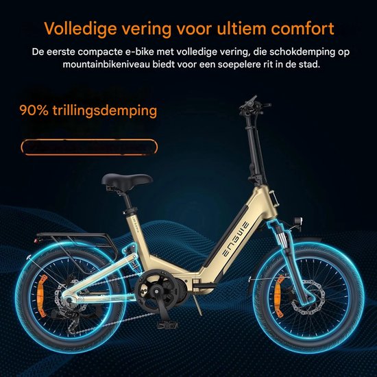 ENGWE L20 3.0 Pro Elektrische Vouwfiets - E-bike - 20 Inch - 250W Middenmotor - 7 Versnellingen - 160 km Actieradius - Hydraulische Schijfremmen - Champagne van ENGWE — afbeelding 4