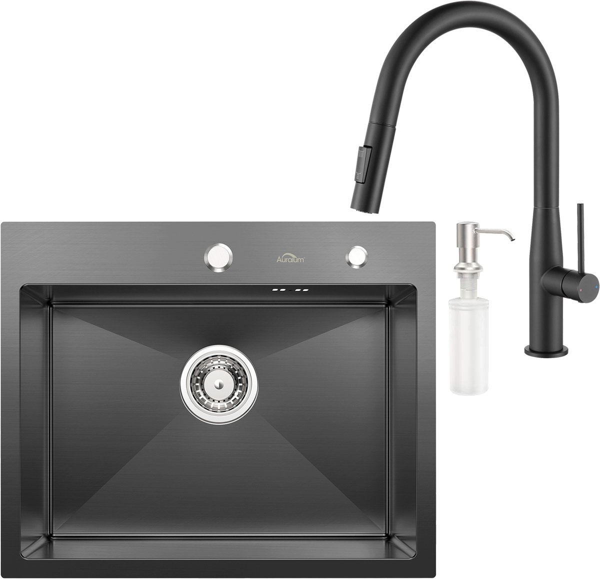 Auralum max Spoelbak Keuken 55x45cm - Spoelbak Met Kraangat – Spoelbak Keuken Met Keukenkr