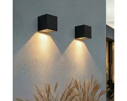 Luminize Solar tuinverlichting met schemersensor - 2 stuks - tuinverlichting op zonne energie - solar wandlamp buiten - 10x10x10cm - buitenlamp