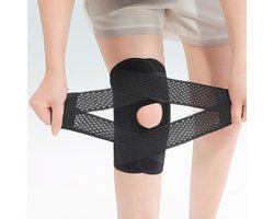 Verstelbare kniebrace - Unisex - Kniebrace met zijstabilisatoren - Ideaal voor hardlopen, sporten en patellacompressie - Voor artritispijn, meniscusscheuren en herstel van peesontstekingen - Zwart - Maat M