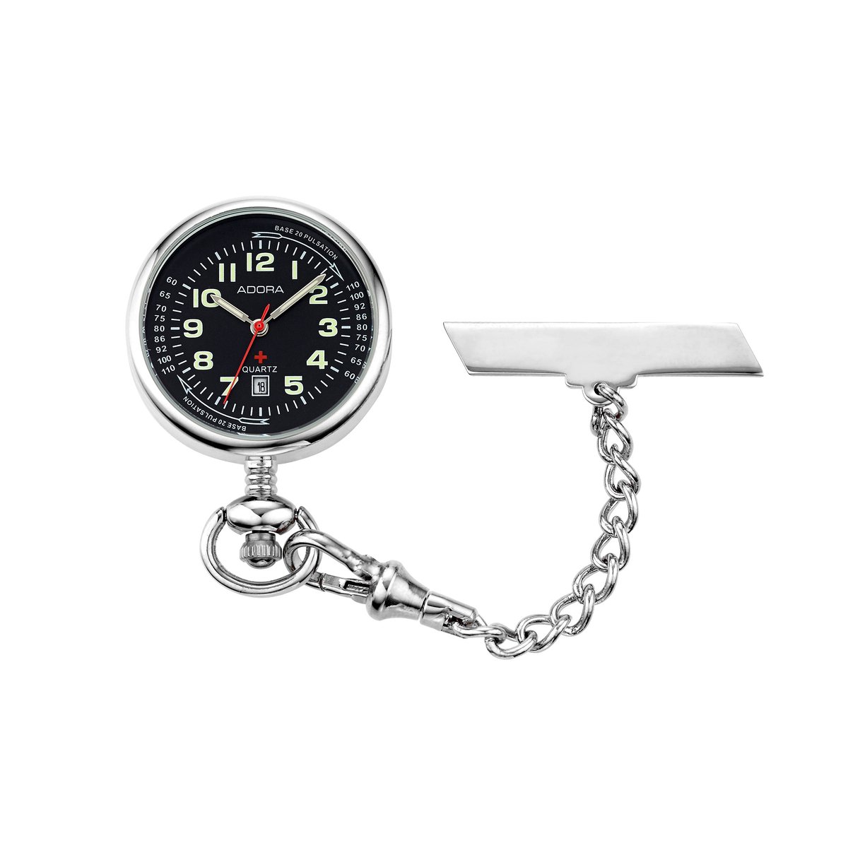 Mooi verpleegster horloge met zwart wijzerplaat-neon wijzers-van het merk Adora-106729