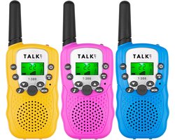TALK-IT Walkie Talkie – Voor Kinderen en Volwassenen - 5KM Bereik - 3 stuks - Geel Roze Blauw